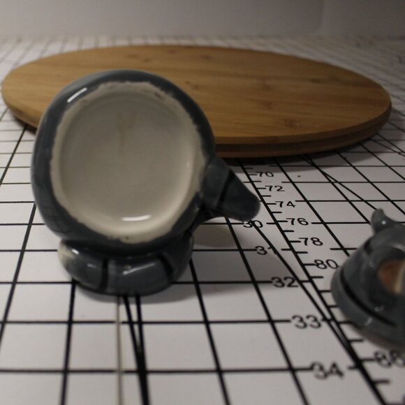 Vintage Russ Berrie Hand-Painted Grey Catz Cat Candle Holder & Trinket Dish - Picture 7 of 7